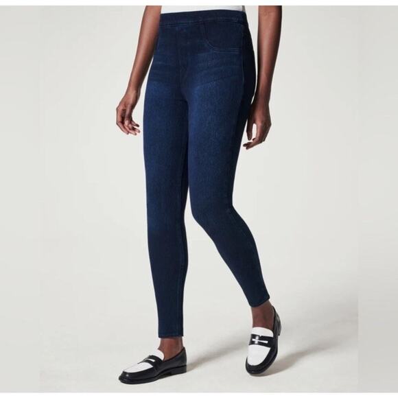 Spanx Jean-ish Ankle Leggings Twilight Blue Pull On Pants 20018R Size Medium - Picture 1 of 11
